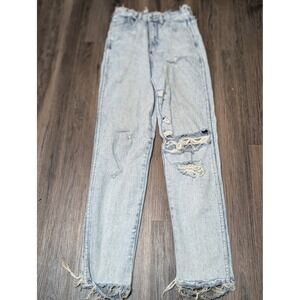 Jordache‎ Vintage Mom Jeans Distressed High Waist Light Wash Denim Size 6